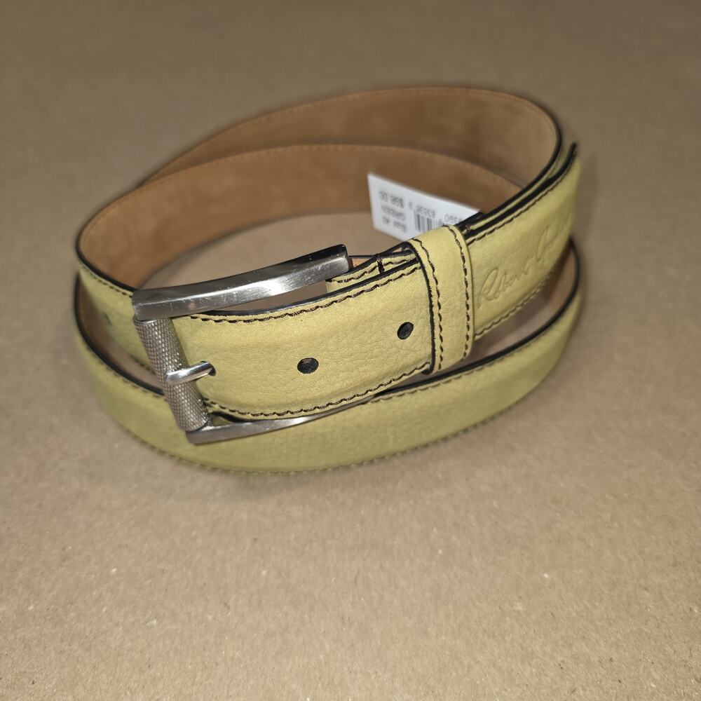 Robert Graham SUEDE LEATHER Belt Men's 40 MEDIUM Green LAUREL Metal Buckle NWOT